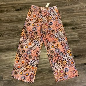 Anthropologie motif printed wide leg pants
